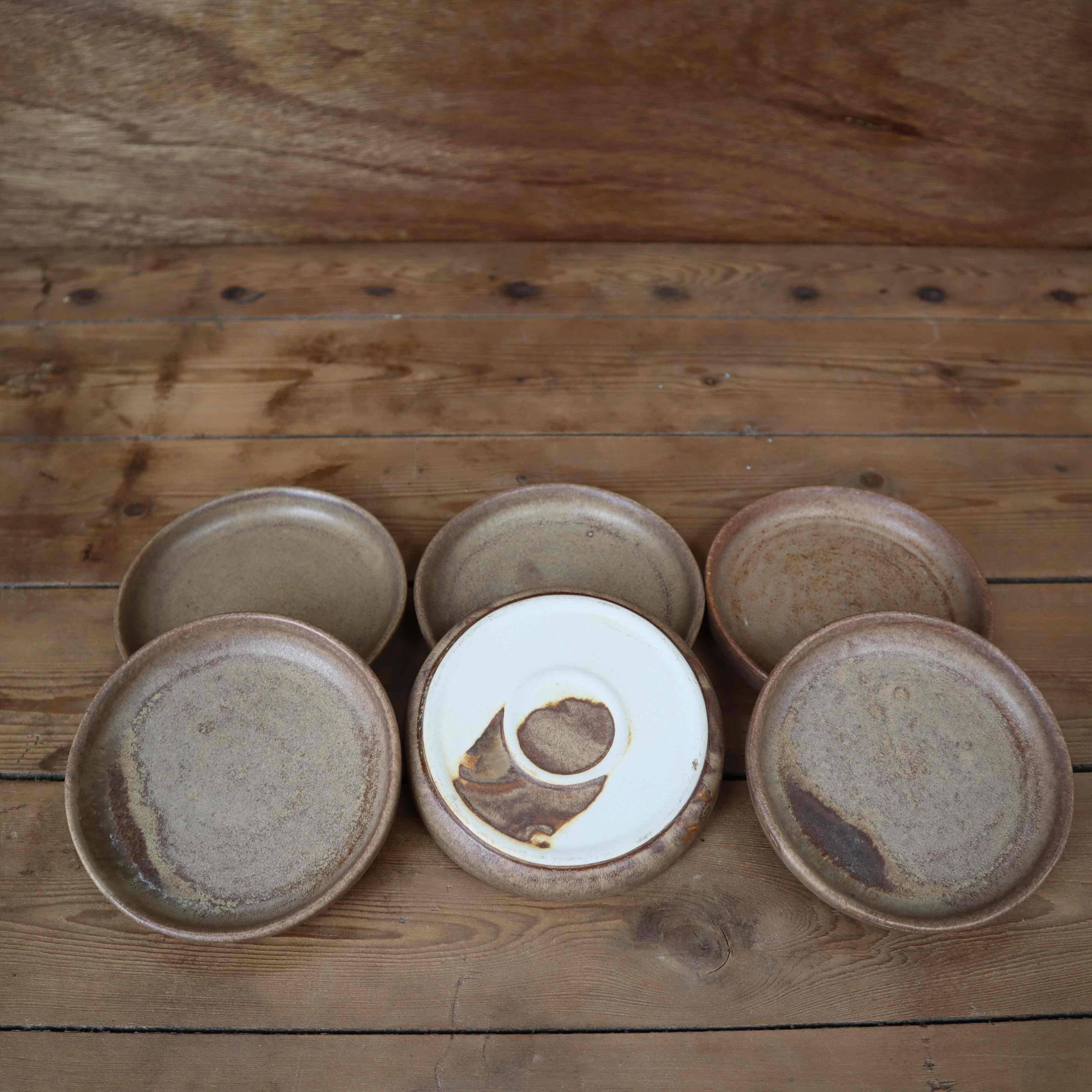 6 Antique Stoneware Coasters