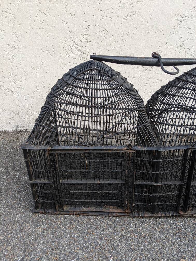 Double bird cage black iron old country decoration ethnic domes