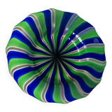 Centerpiece, vintage fruit bowl in murano glass blue green gold furlan