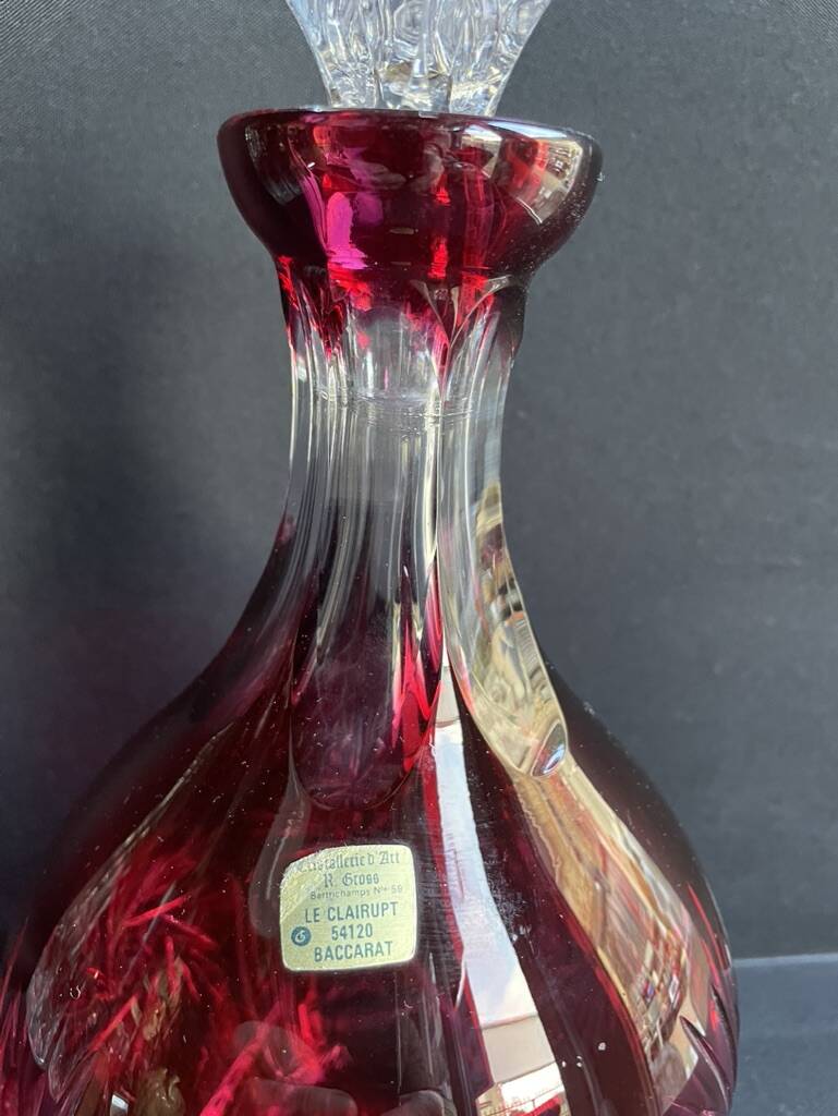 Overlay cut crystal carafe – Cristallerie d’Art Roger Gross Le Clairupt Baccarat