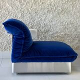 Stainless steel and royal blue velvet armchair, France, 1970s
