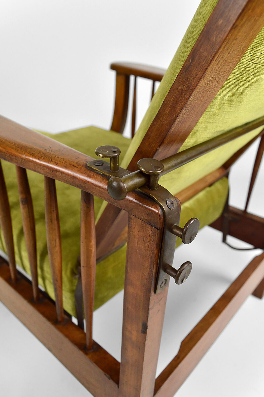Morris armchair in beech and green velvet, United Kingdom, circa 1900