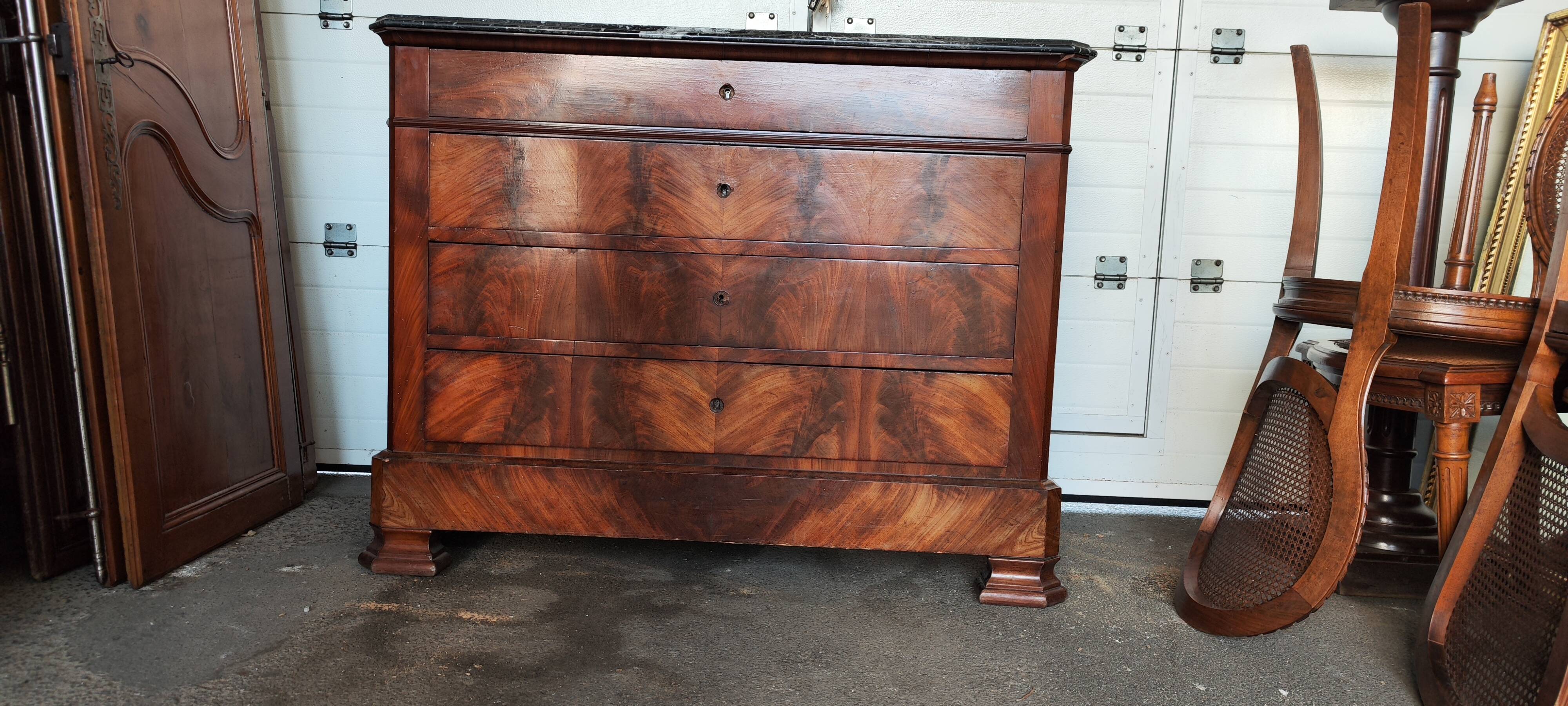 Old Louis Philippe style four-drawer chest of drawers