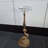 Crystal ashtray on bronze stand