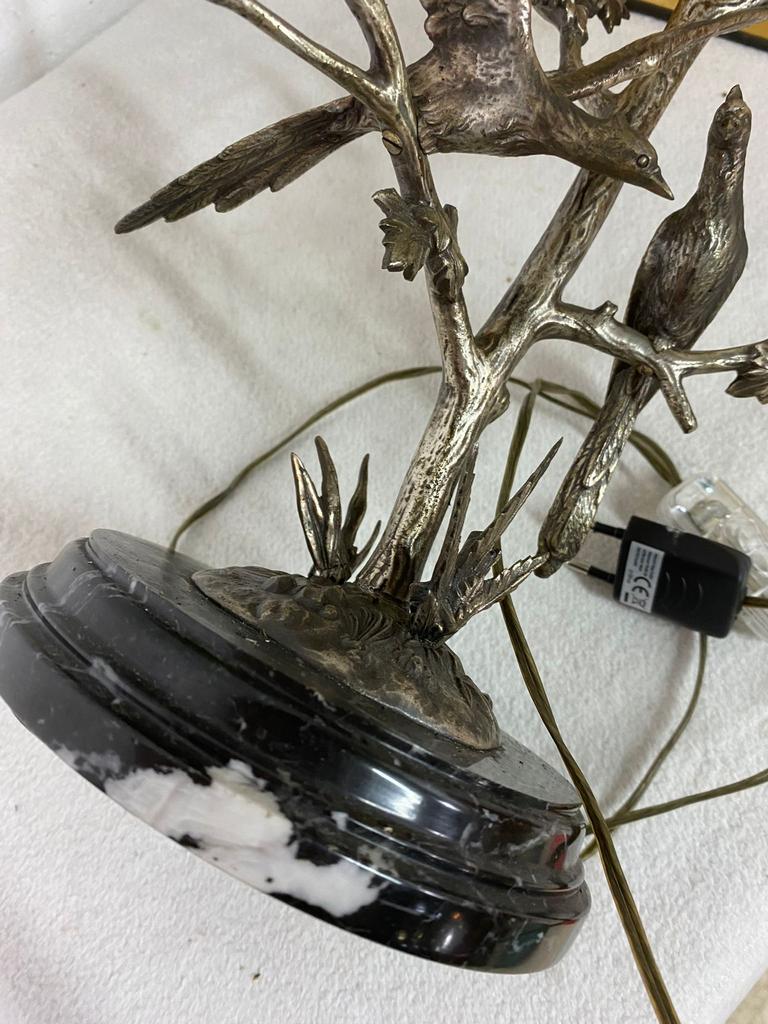 Vintage table lamp S Agudo, marble & silver metal