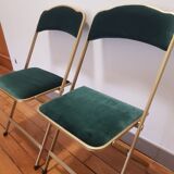 Lot of 2 velvet folding chairs