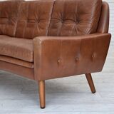 1970s, 3-seater Danish sofa, brown furniture leather with patina.