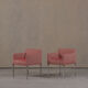2 fauteuils Ligne Roset en tissu rose, France années 2000