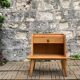 Solid oak compass feet bedside table 1950