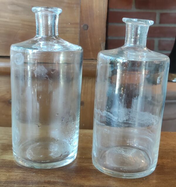 Série 4 flacons d apothicaire pharmacie verre soufflé