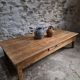 Table basse ancienne en chêne français – Table XXL de ferme du XIXe siècle