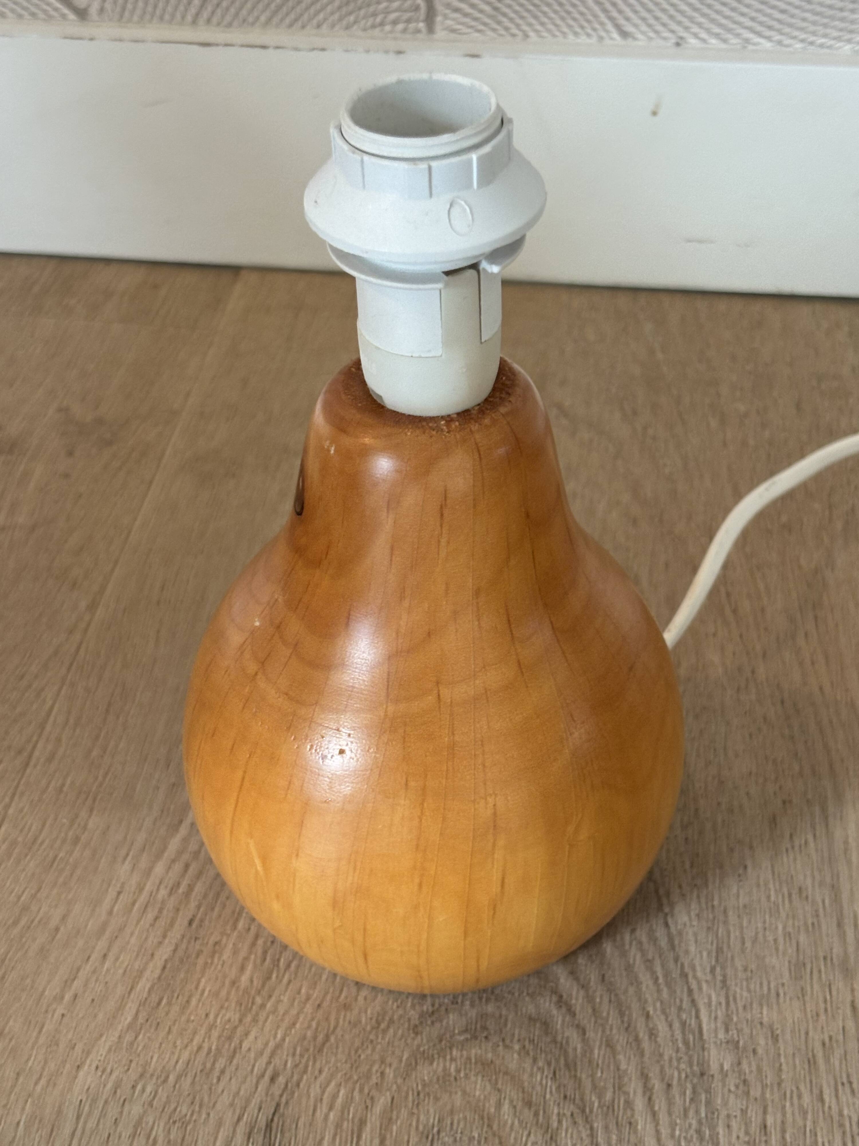vintage wooden lamp small model with fabric shade 80's design