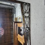 1930 art deco mirror in wrought iron with beveled glass