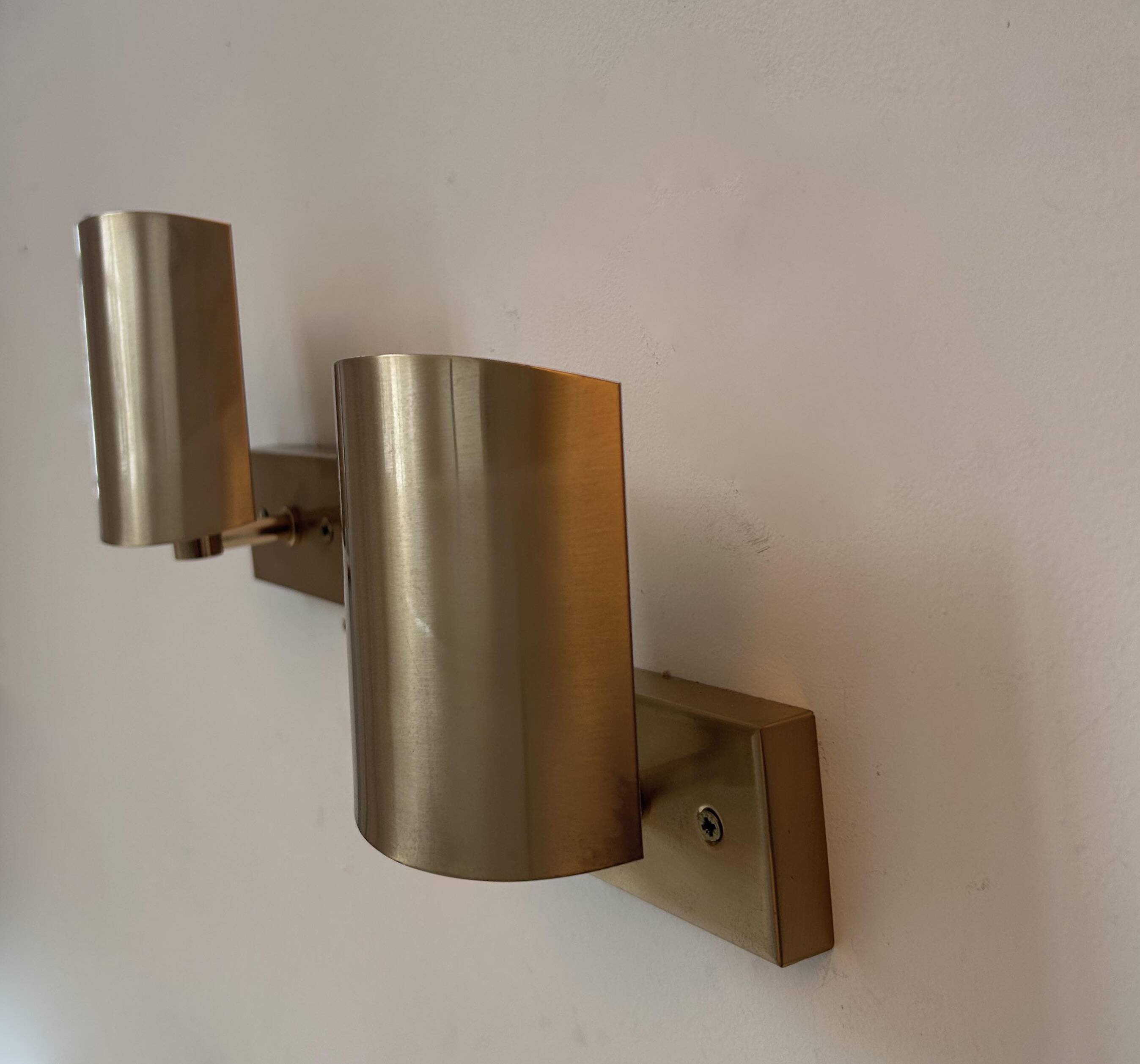 Pair of vintage adjustable wall lights, brass, SCE France 1970