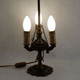 Antique Florentine 3 Light Oil Lamp with Tools Mounted in Electric Lamp 4306