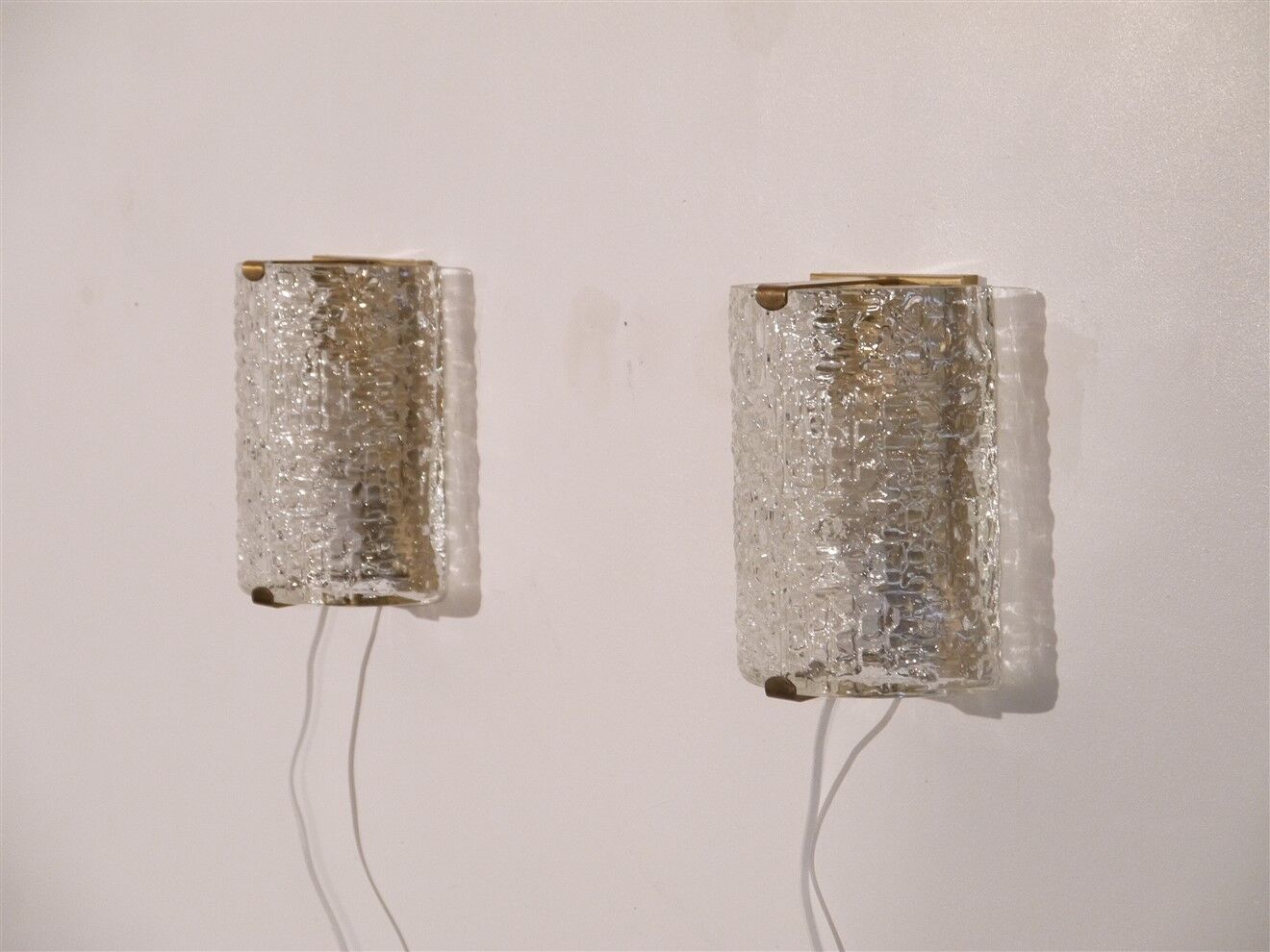Pair of vintage Scandinavian glass sconces 1970
