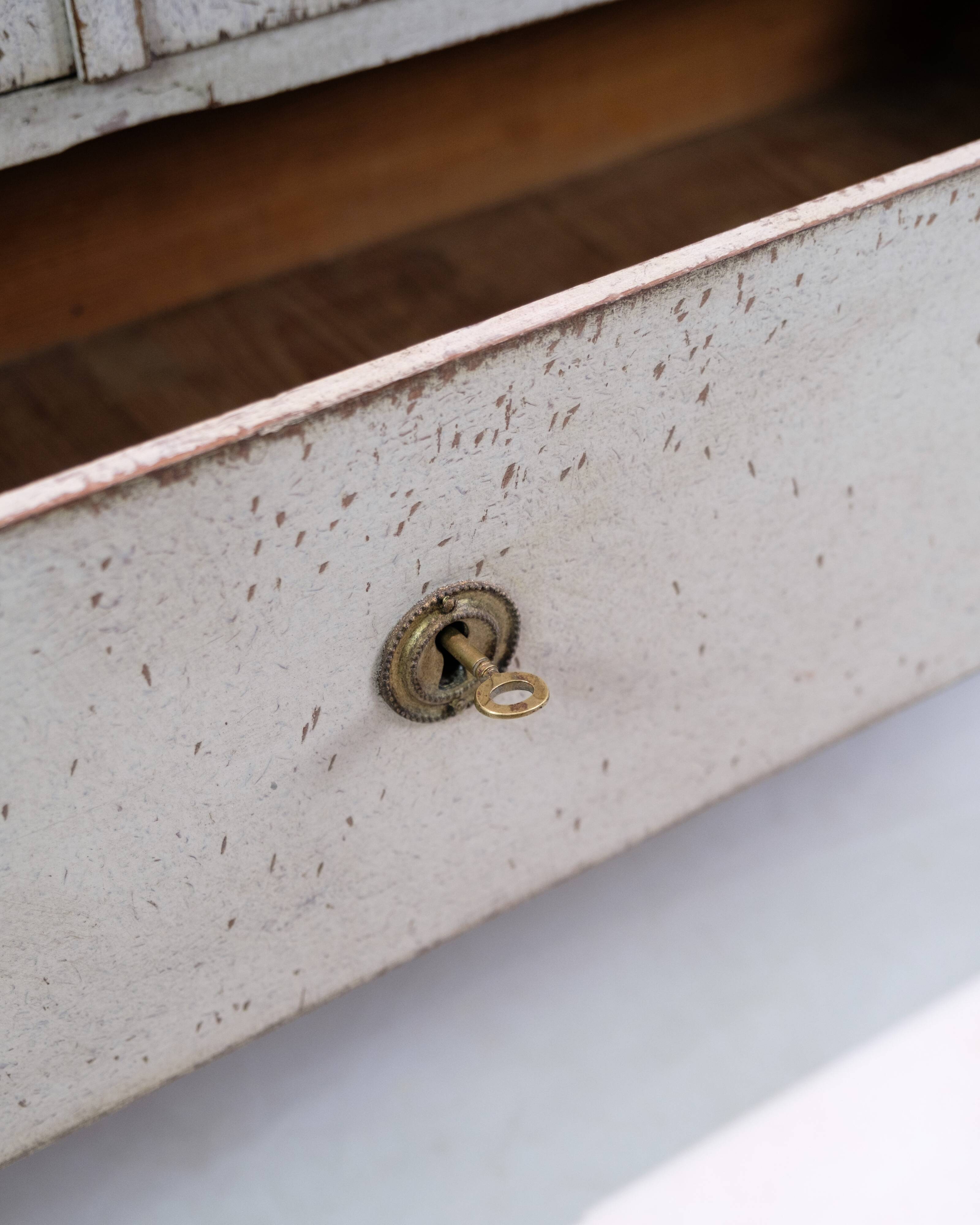 Glass Cabinet From The Gustavian Period Painted In Grey From 1810s