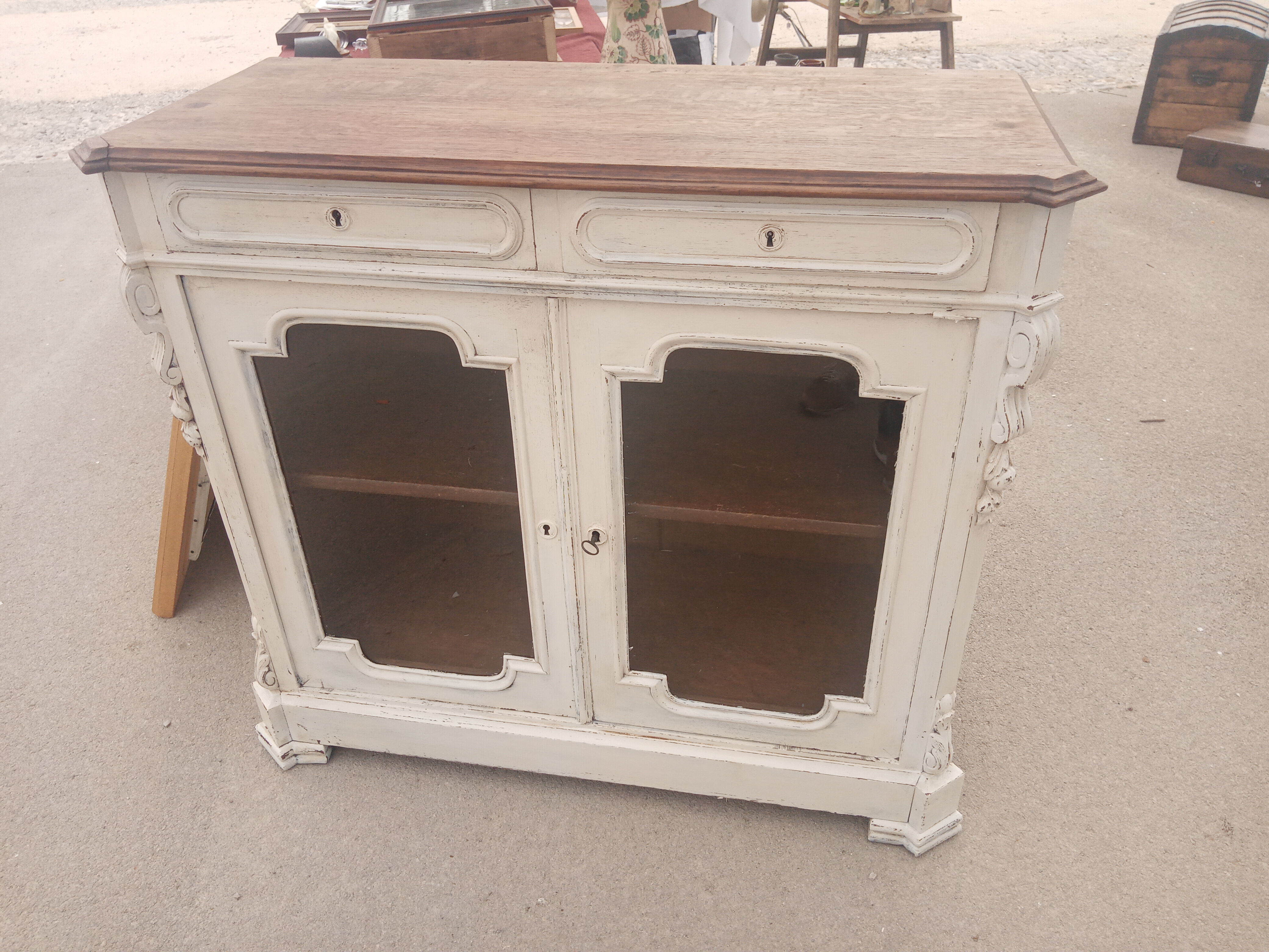 Old buffet 2 doors windows patina Shabby chic