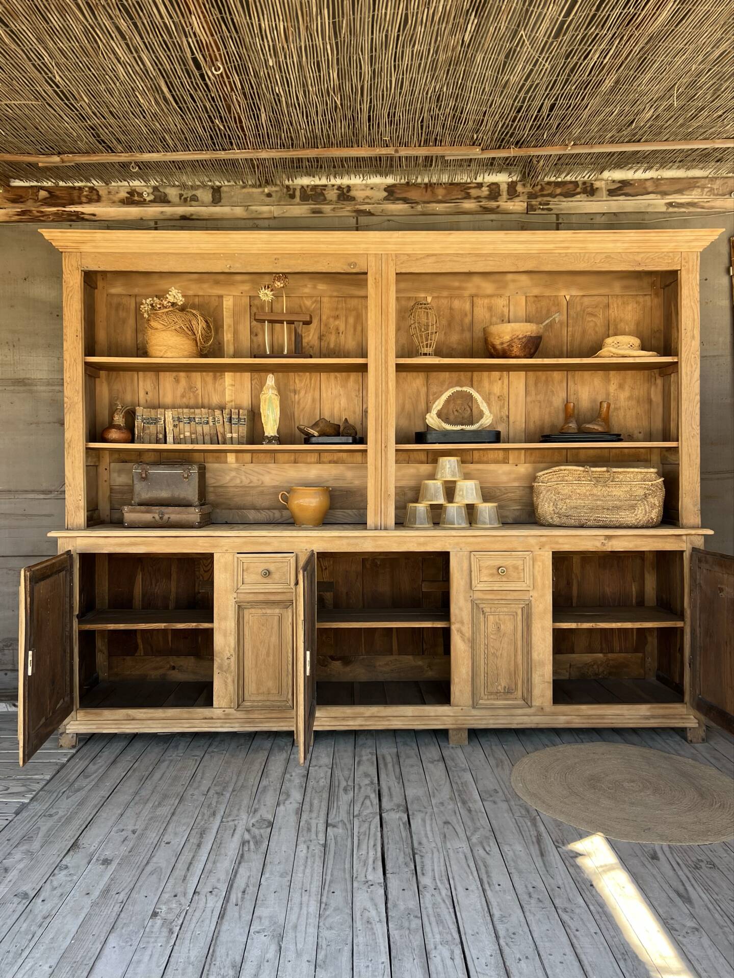 Old office furniture, raw oak wood.