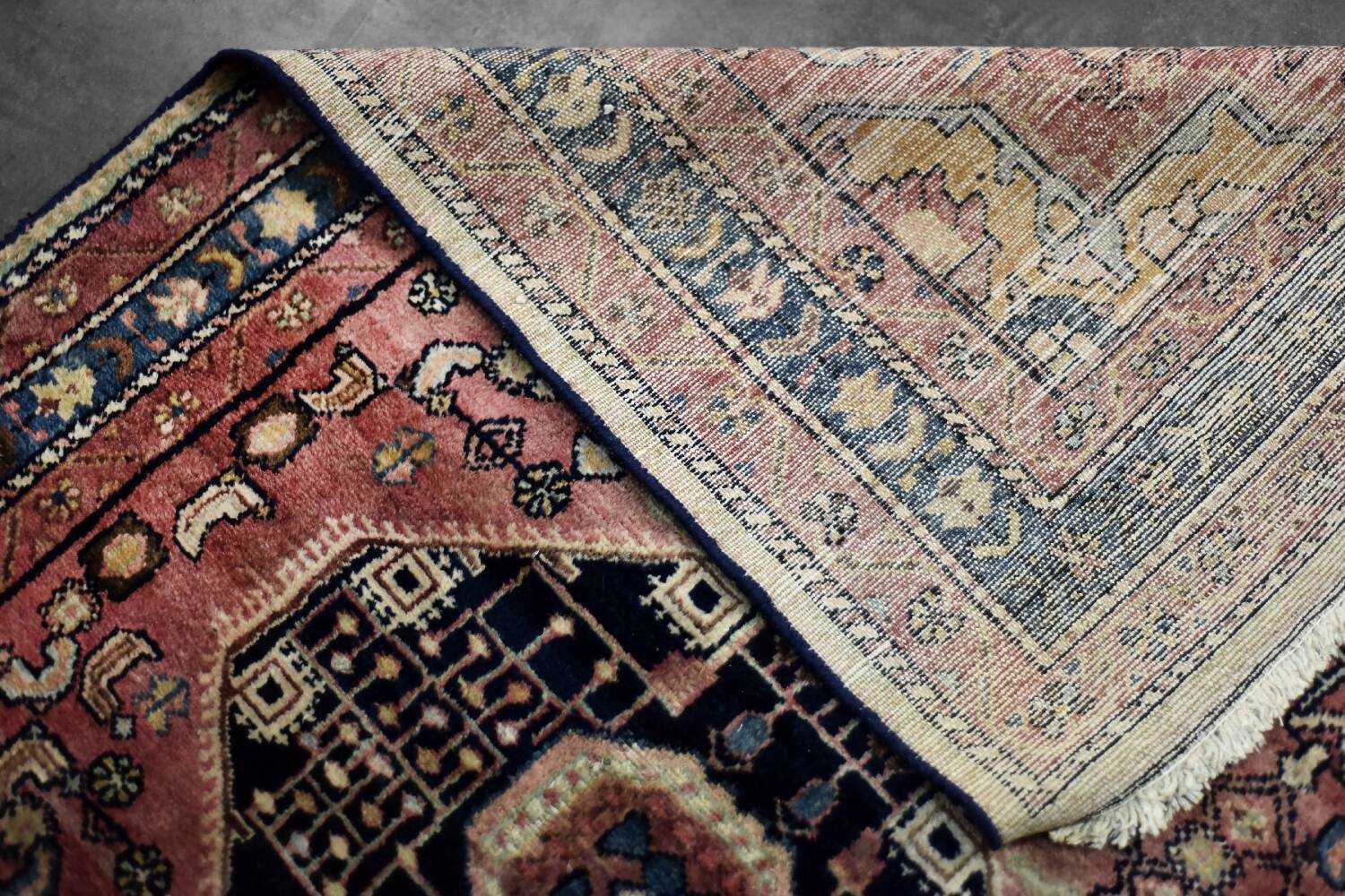 Vintage Hand-Woven Oriental Middle Eastern Zanjan Hamadan Rug, 1960s