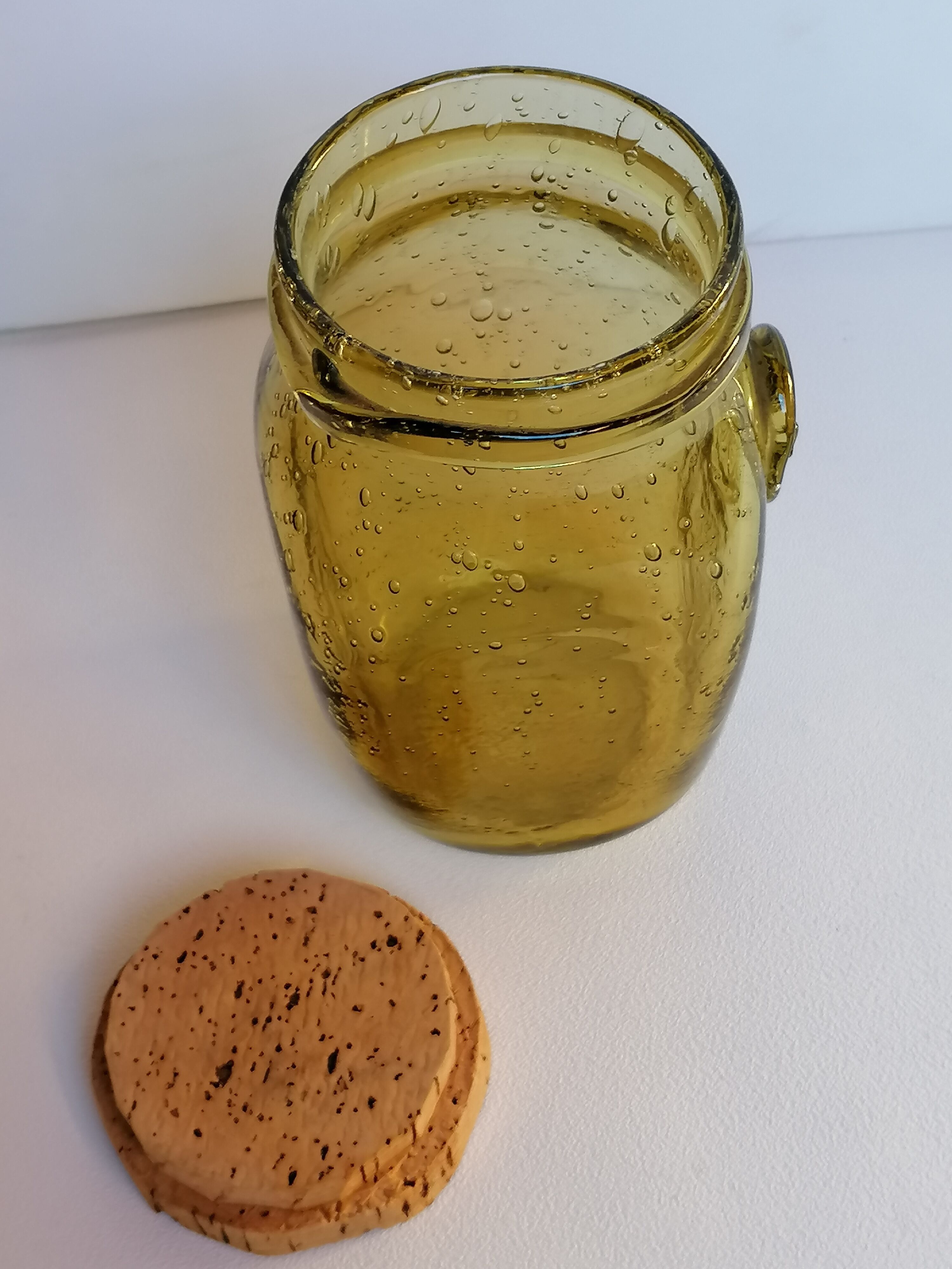 Biot bubbled glass jar