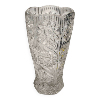 Vase vintage en verre moulé - Motifs floraux et botaniques exquis