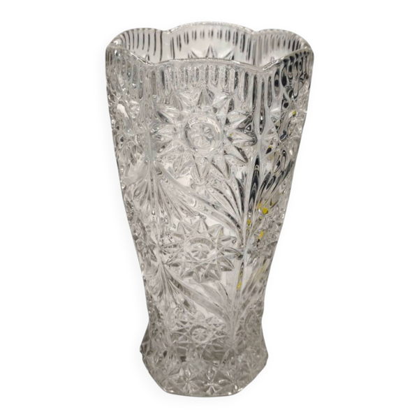Vase vintage en verre moulé - Motifs floraux et botaniques exquis