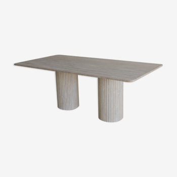 Olympia rectangular dining table in natural travertine