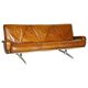 Vintage hand-dyed leather canapé, mid-century style.