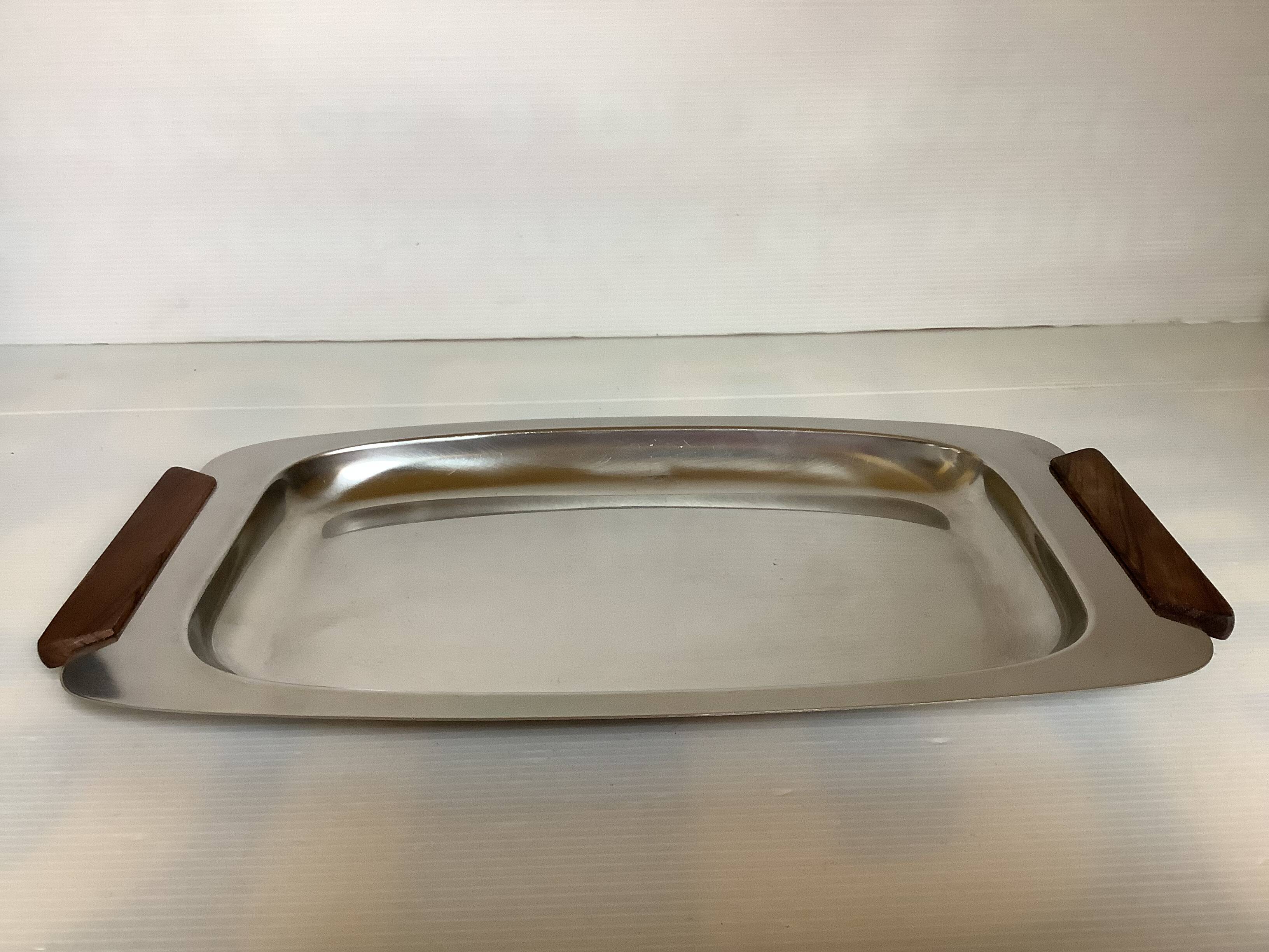 Denmark Scandinavian metal and teak dish