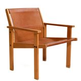 Rare Hans Agne Jakobsson armchair in leather and wood. Circa 1970