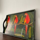 Plateau peints main perroquets