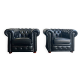 Set of 2 sturdy Chesterfield single/club seats