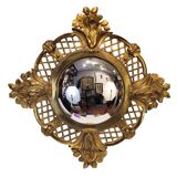 Convex "Witch mirror", gilt bronze frame, 1950s - France