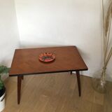 Table basse vintage bois pieds compas