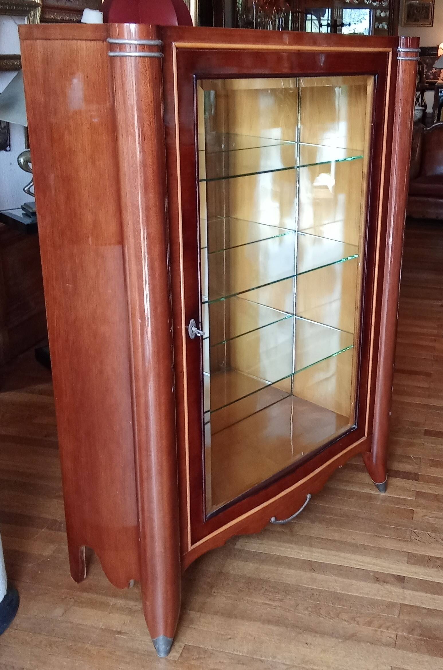 Antique illuminated Art Deco display cabinet
