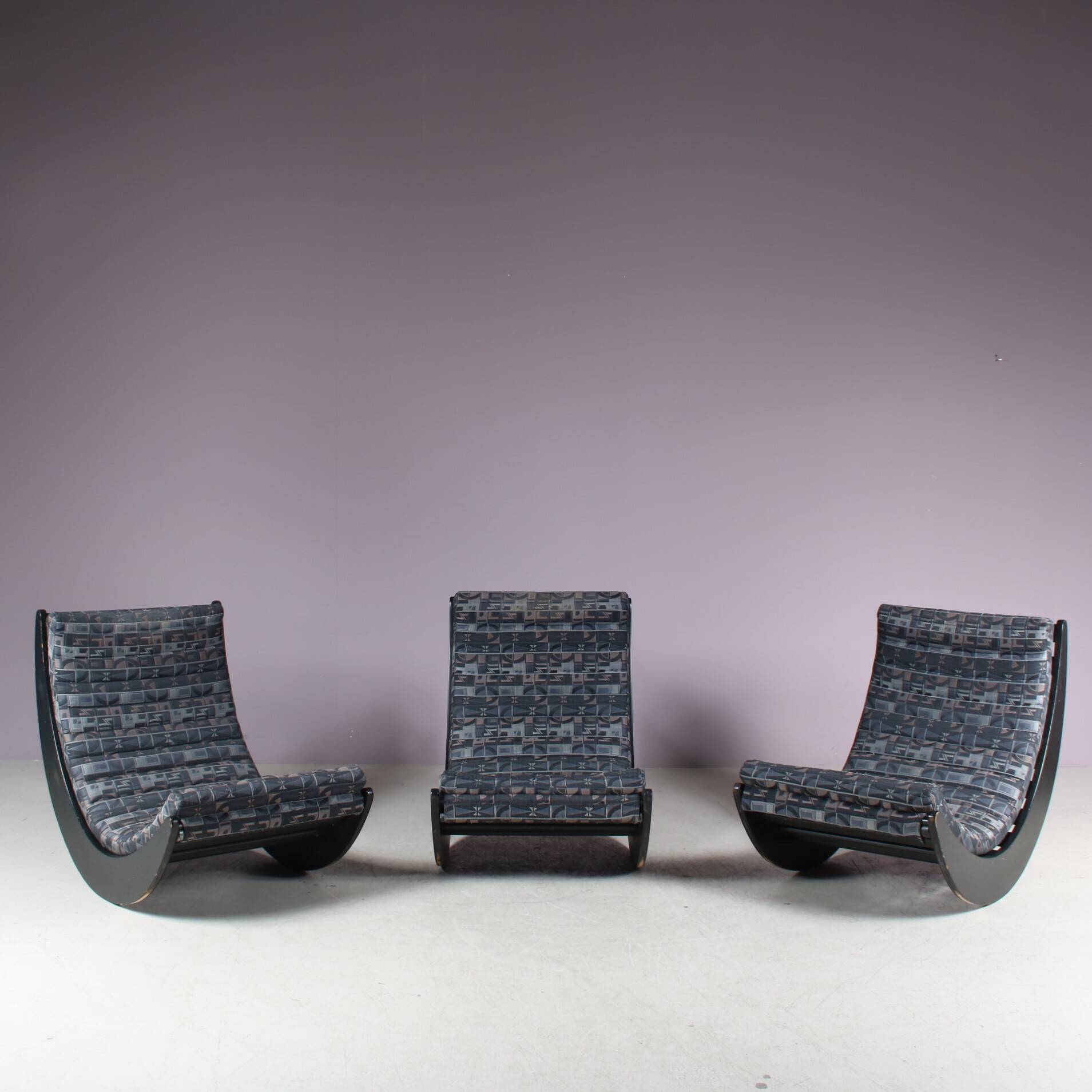 "Relaxer II" rocking chairs from the 1970s by Verner Panton for Rosenthal, Germany.