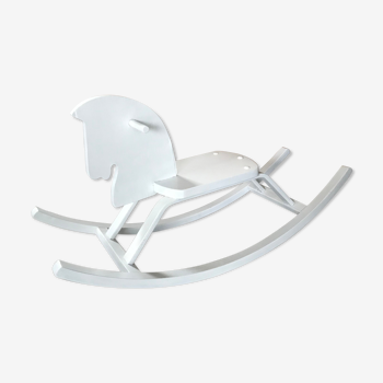 White wooden rocking horse