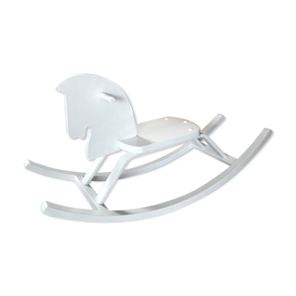 White wooden rocking horse