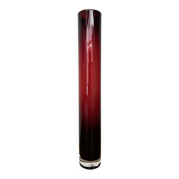 Grand vase verre rouge rubis contemporain