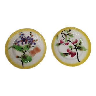 Lot de 2 assiettes en barbotine fruit Moulin des Loups Orchies