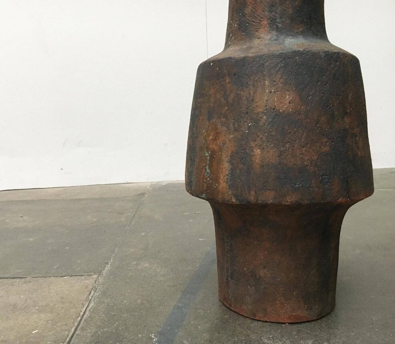 Brutalist ceramic vase in German mid-century style by Gerhard Liebenthron, 1969.