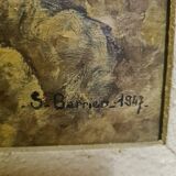 Oil on panel pendant with the French Coast By S. Barrier From 1947