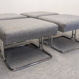 Set of 4 Space Age tubular ottoman stools, 60s-70s