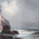 Seascape With Cliffs, Oil On Canvas, Italy, 20th Century