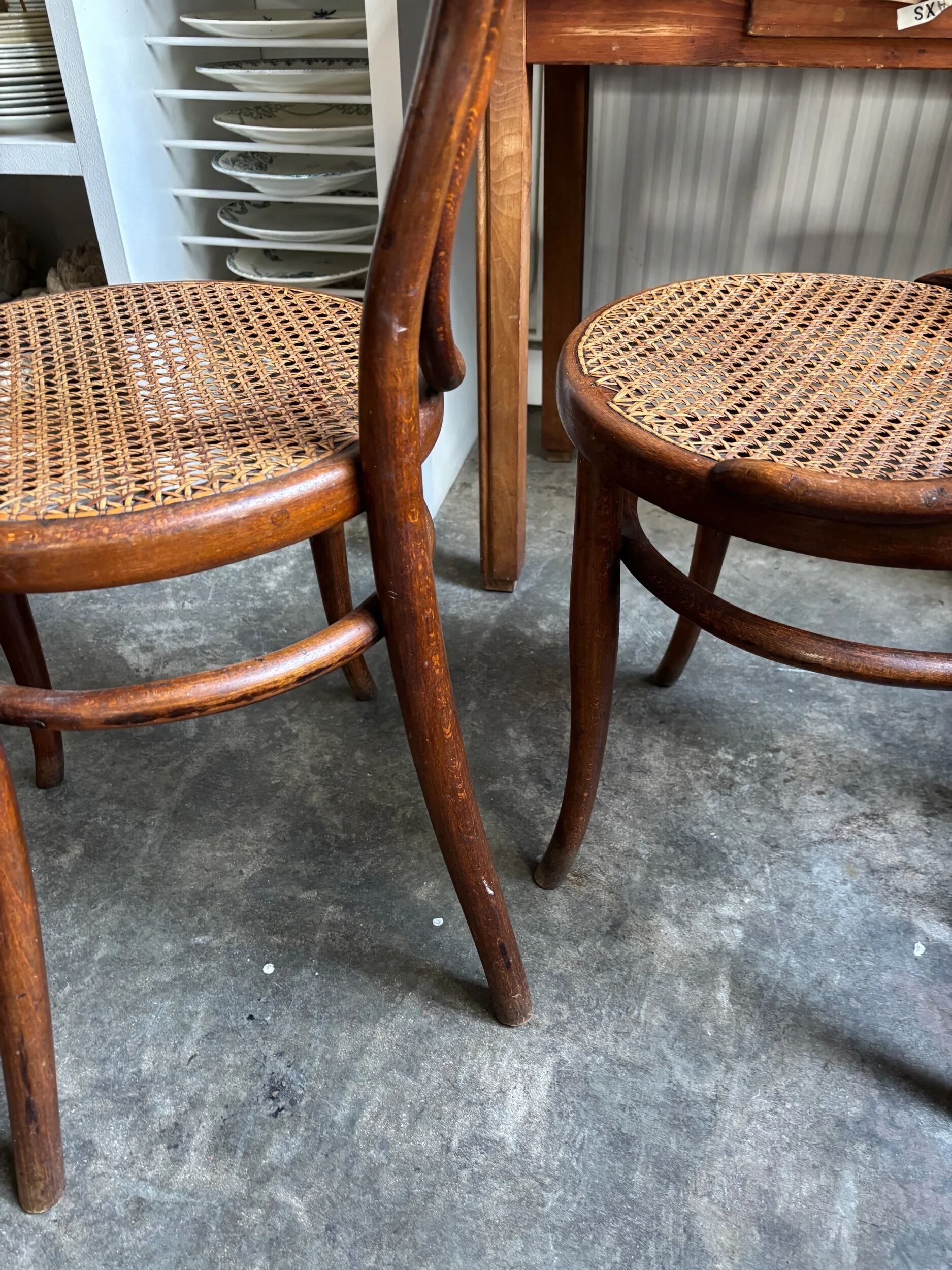 2 Thonet chairs no. 31 in bent beech and caning
