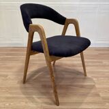 Fauteuil velours noir design scandinave 1950.