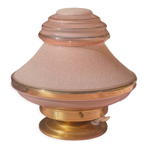 Lampe à poser globe rose en verre