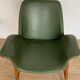Vintage tulip armchair oak and green skai