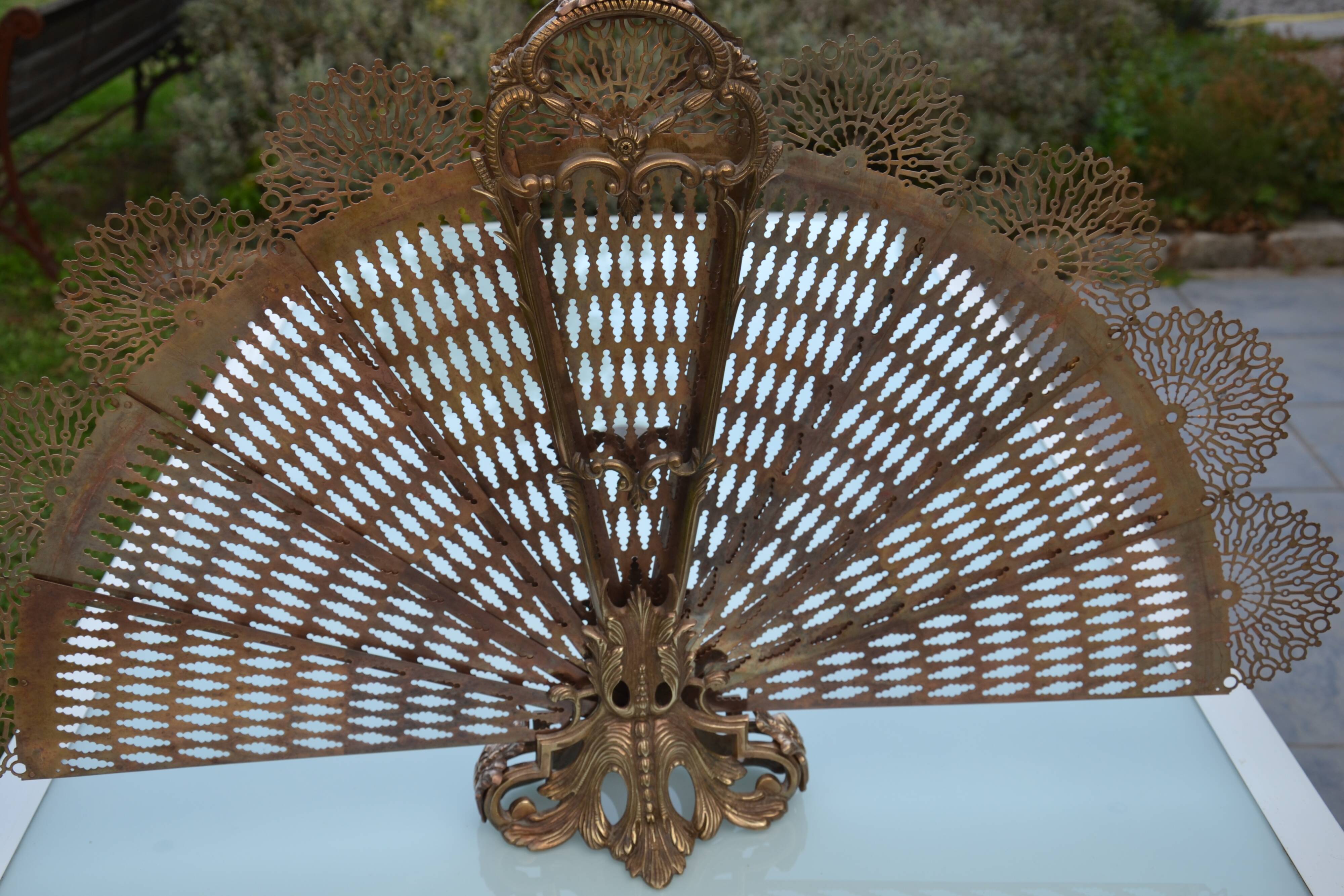 Pare cheminée/pare feu bronze fin 19ème